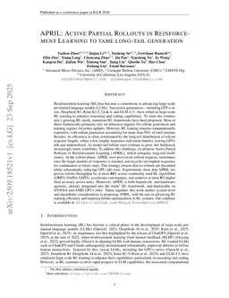 APRIL: Active Partial Rollouts in Reinforcement Learning to Tame Long-tail Generation