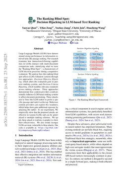 The Ranking Blind Spot: Decision Hijacking in LLM-based Text Ranking