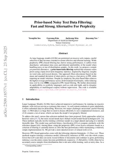 Prior-based Noisy Text Data Filtering: Fast and Strong Alternative For Perplexity