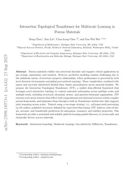 Interaction Topological Transformer for Multiscale Learning in Porous Materials