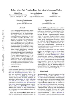 Reflect before Act: Proactive Error Correction in Language Models