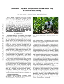 End-to-End Crop Row Navigation via LiDAR-Based Deep Reinforcement Learning