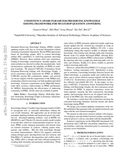 Consistency-Aware Parameter-Preserving Knowledge Editing Framework for Multi-Hop Question Answering