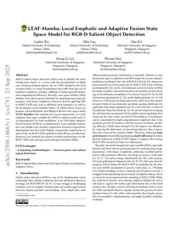 LEAF-Mamba: Local Emphatic and Adaptive Fusion State Space Model for RGB-D Salient Object Detection