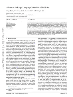 Advances in Large Language Models for Medicine