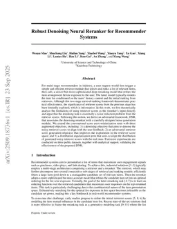 Denoising Neural Reranker for Recommender Systems