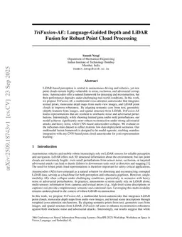 TriFusion-AE: Language-Guided Depth and LiDAR Fusion for Robust Point Cloud Processing