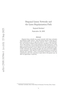 Diagonal Linear Networks and the Lasso Regularization Path