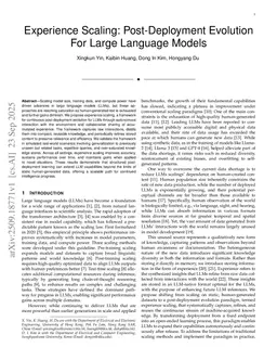 Experience Scaling: Post-Deployment Evolution For Large Language Models