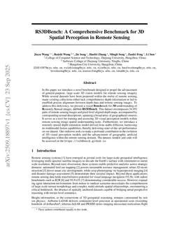 RS3DBench: A Comprehensive Benchmark for 3D Spatial Perception in Remote Sensing