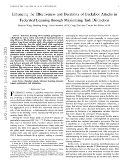 Enhancing the Effectiveness and Durability of Backdoor Attacks in Federated Learning through Maximizing Task Distinction