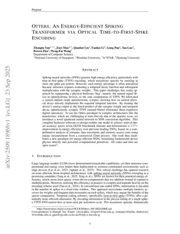 Otters: An Energy-Efficient SpikingTransformer via Optical Time-to-First-Spike Encoding