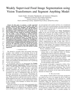 Weakly Supervised Food Image Segmentation using Vision Transformers and Segment Anything Model