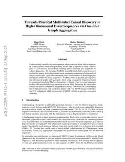 Towards Practical Multi-label Causal Discovery in High-Dimensional Event Sequences via One-Shot Graph Aggregation
