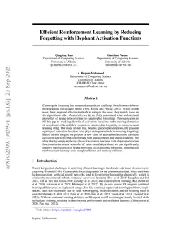 Efficient Reinforcement Learning by Reducing Forgetting with Elephant Activation Functions