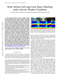 RoSe: Robust Self-supervised Stereo Matching under Adverse Weather Conditions