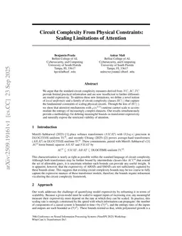 Realizable Circuit Complexity: Embedding Computation in Space-Time