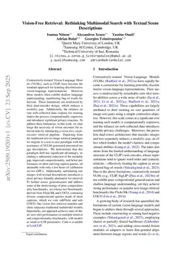 Vision-Free Retrieval: Rethinking Multimodal Search with Textual Scene Descriptions