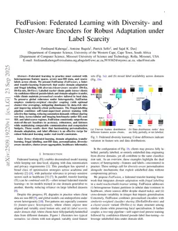 FedFusion: Federated Learning with Diversity- and Cluster-Aware Encoders for Robust Adaptation under Label Scarcity