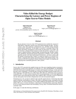 Video Killed the Energy Budget: Characterizing the Latency and Power Regimes of Open Text-to-Video Models