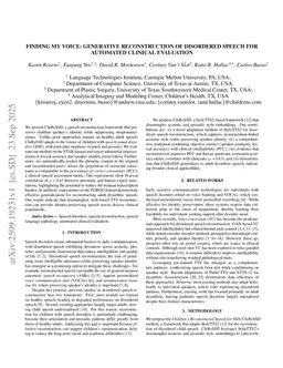 Finding My Voice: Generative Reconstruction of Disordered Speech for Automated Clinical Evaluation