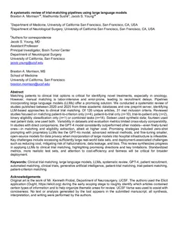 A systematic review of trial-matching pipelines using large language models