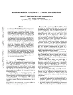 RoadMind: Towards a Geospatial AI Expert for Disaster Response