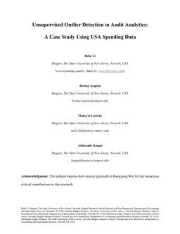 Unsupervised Outlier Detection in Audit Analytics: A Case Study Using USA Spending Data