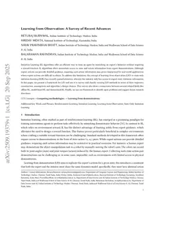 Learning from Observation: A Survey of Recent Advances