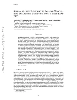 Self-Alignment Learning to Improve Myocardial Infarction Detection from Single-Lead ECG