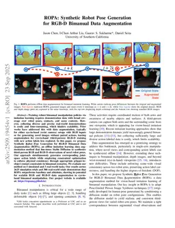 ROPA: Synthetic Robot Pose Generation for RGB-D Bimanual Data Augmentation
