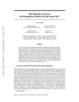 The Platonic Universe: Do Foundation Models See the Same Sky?