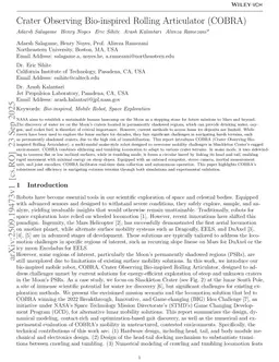 Crater Observing Bio-inspired Rolling Articulator (COBRA)