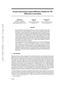 Frame-based Equivariant Diffusion Models for 3D Molecular Generation