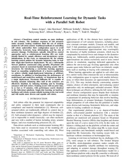 Real-Time Reinforcement Learning for Dynamic Tasks with a Parallel Soft Robot