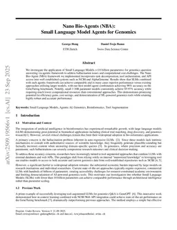 Nano Bio-Agents (NBA): Small Language Model Agents for Genomics