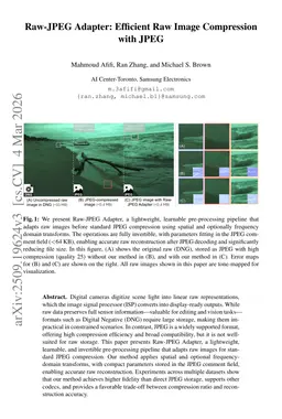 Raw-JPEG Adapter: Efficient Raw Image Compression with JPEG