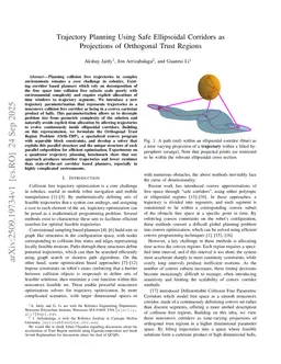 Trajectory Planning Using Safe Ellipsoidal Corridors as Projections of Orthogonal Trust Regions