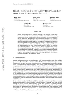 RDAR: Reward-Driven Agent Relevance Estimation for Autonomous Driving