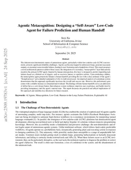 Agentic Metacognition: Designing a "Self-Aware" Low-Code Agent for Failure Prediction and Human Handoff