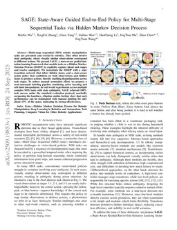 SAGE:State-Aware Guided End-to-End Policy for Multi-Stage Sequential Tasks via Hidden Markov Decision Process