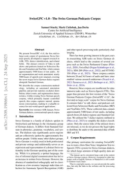 SwissGPC v1.0 -- The Swiss German Podcasts Corpus