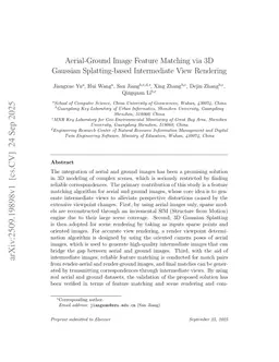Aerial-Ground Image Feature Matching via 3D Gaussian Splatting-based Intermediate View Rendering