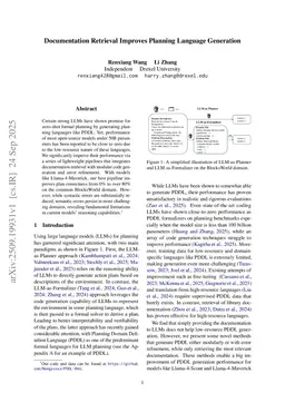 Documentation Retrieval Improves Planning Language Generation