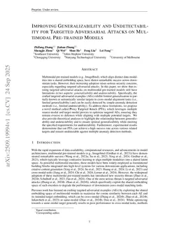 Improving Generalizability and Undetectability for Targeted Adversarial Attacks on Multimodal Pre-trained Models
