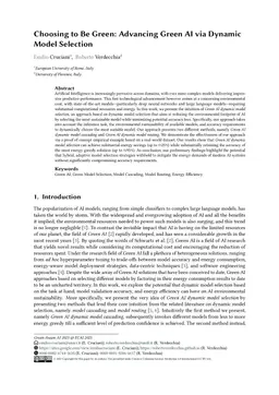Choosing to Be Green: Advancing Green AI via Dynamic Model Selection