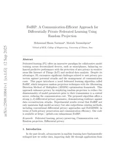 FedRP: A Communication-Efficient Approach for Differentially Private Federated Learning Using Random Projection