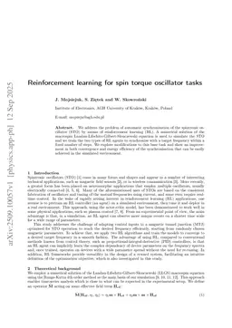 Reinforcement learning for spin torque oscillator tasks