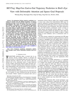 BEVTraj: Map-Free End-to-End Trajectory Prediction in Bird's-Eye View with Deformable Attention and Sparse Goal Proposals