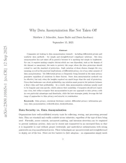 Why Data Anonymization Has Not Taken Off